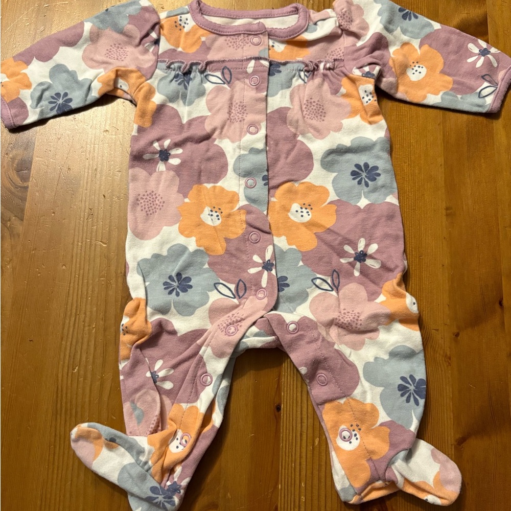 Carter's Pink and Blue Floral Footies with Enclosed Feet